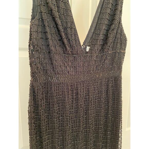 NWT Mac Duggal Beaded Cap Sleeve V Neck Column Gown, Black, 12, 598$ - Picture 4 of 7